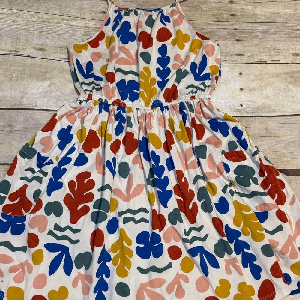 TEA Collection - Colorful Kids Dress with Organic Shapes Pattern - Size 7